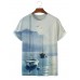 Art Hand Painted Watercolor Boat Short Sleeve T-Shirt