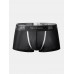 Mens Solid Ice Silk Transparent Seamless Letter Elastic Waist Boxers Underwear