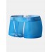 Mens Solid Ice Silk Transparent Seamless Letter Elastic Waist Boxers Underwear