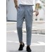 Men Striped Print Ruched Slimming Ankle Length Business Formal Pants