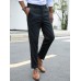 Men Pures Color Front Button Zipper Fly Ankle Length Work Pants