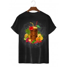 Men's Tiki Cocktail Fruit Short Sleeve T-Shirt