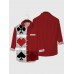 Plaid Series Vintage Red & Plaid Poker Pattern Stitching Men's Long Sleeve Shirt
