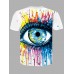 Men Casual O Neck Eye Print Multicolor T-shirt