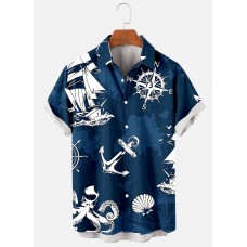 Men's Nautical Print Short Sleeve Shirt