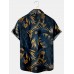 Men's Hawaiian Leaf Print Lapel Short Sleeve Shirt