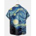 Men's Hawaiian Vintage Van Gogh Starry Night Short Sleeve Shirt