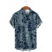 Hawaiian Style Hibiscus and Tropical Leaf Short Sleeve Shirt