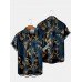 Men's Hawaiian Leaf Print Lapel Short Sleeve Shirt
