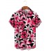 Men's Resort Pink Hibiscus Lily Short Sleeve Shirt