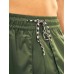 Men Plain Multi Pocket Utility Drawstring Mid Length Elastic Waist Cargo Shorts