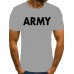 Men Casual Round Neck Letter Print Grey T-shirt
