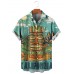 Men's Casual Vacation Tiki Mask Surf Picture Print Short Sleeve Shirt